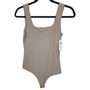 NWT Abercrombie & Fitch Soft Matte Seamless Squareneck Stone Bodysuit S